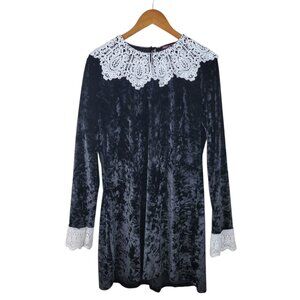 Trickz Treatz Dolls Kill Dress Halloween JR Plus 2X Black Velvet Wednesday Witch